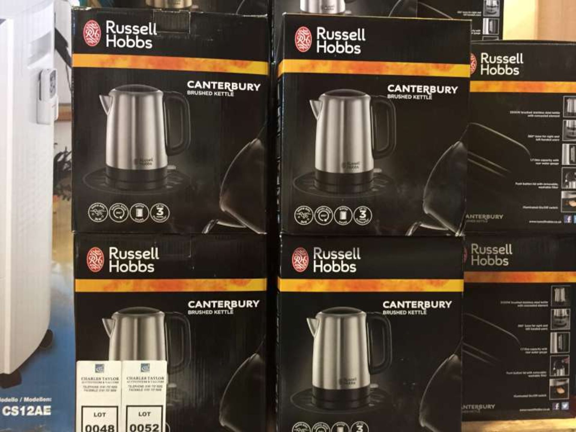 9 X BRAND NEW BOXED RUSSELL HOBBS CANTERBURY BRUSHED KETTLES