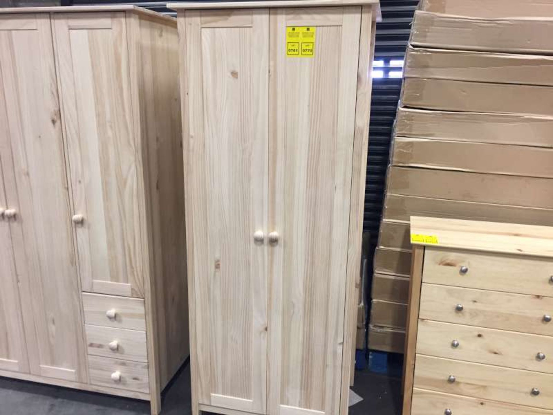 2 X BRAND NEW BOXED NORDIC NATURAL PINE DOUBLE WARDROBE