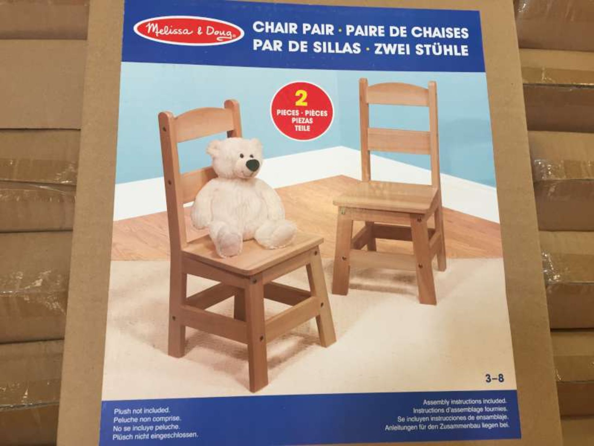 5 X BRAND NEW BOXED PAIRS OF MELISSA AND DOUG CHAIRS IN 5 BOXES