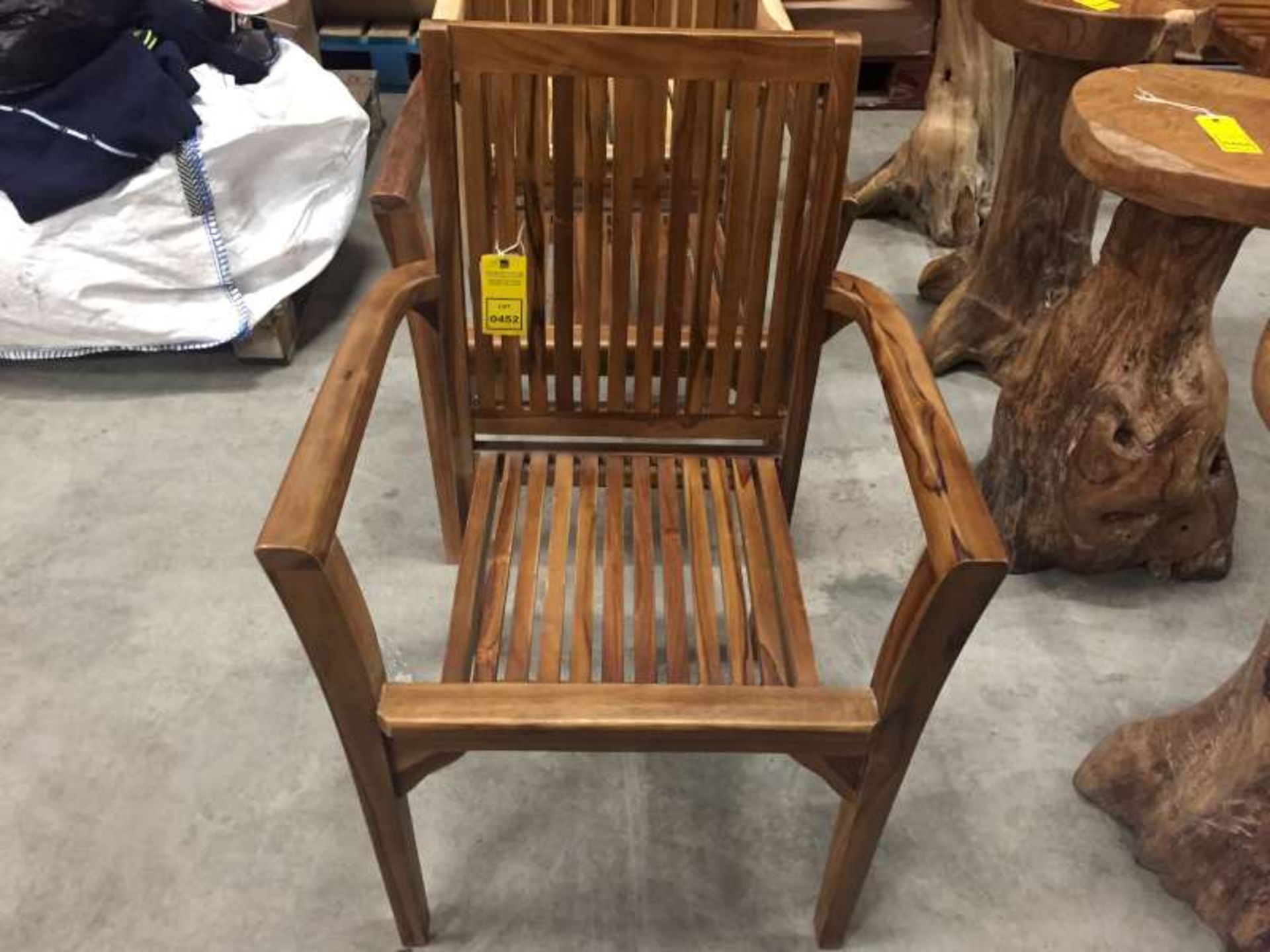 4 X NATURAL SOLID WOOD TEAK DINING CHAIRS