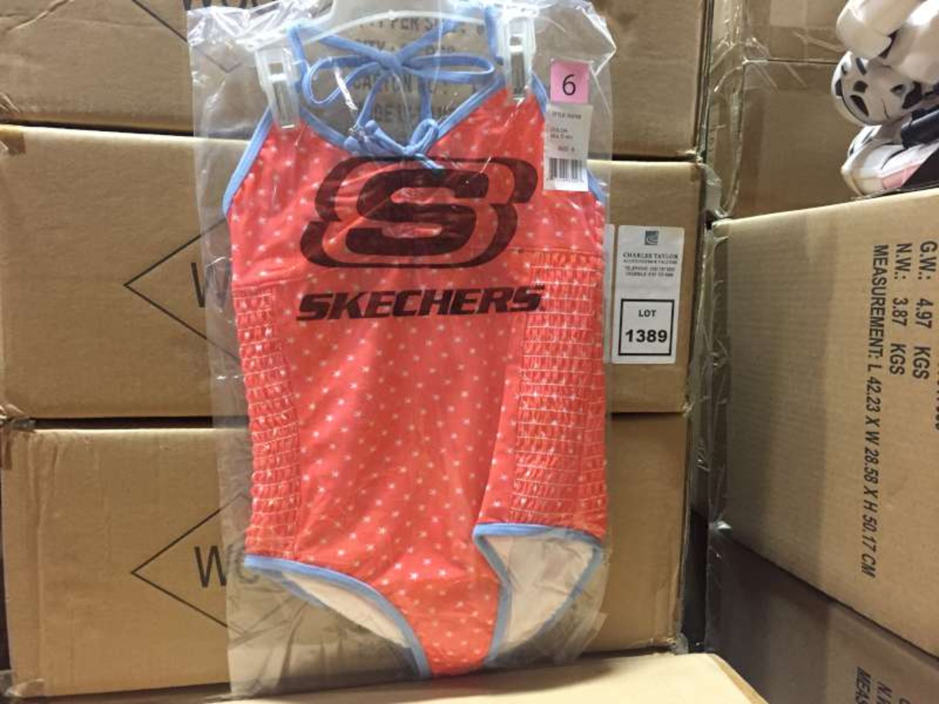 24 X MULTI COLOURED CHILDRENS SKECHERS SWIMMING COSTUMES SIZE 7 IN 1 BOX