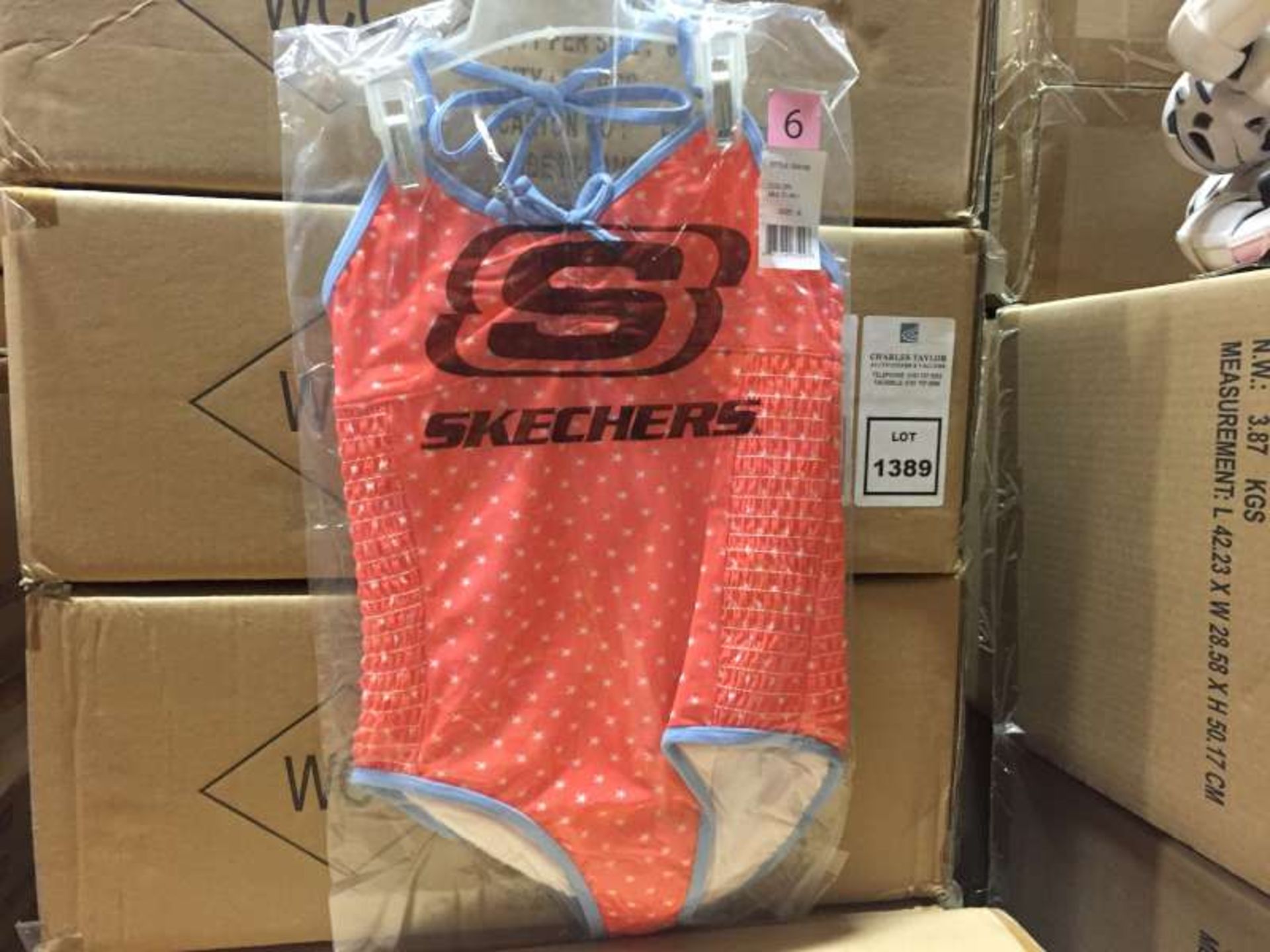 24 X MULTI COLOURED CHILDRENS SKECHERS SWIMMING COSTUMES SIZE 8 IN 1 BOX