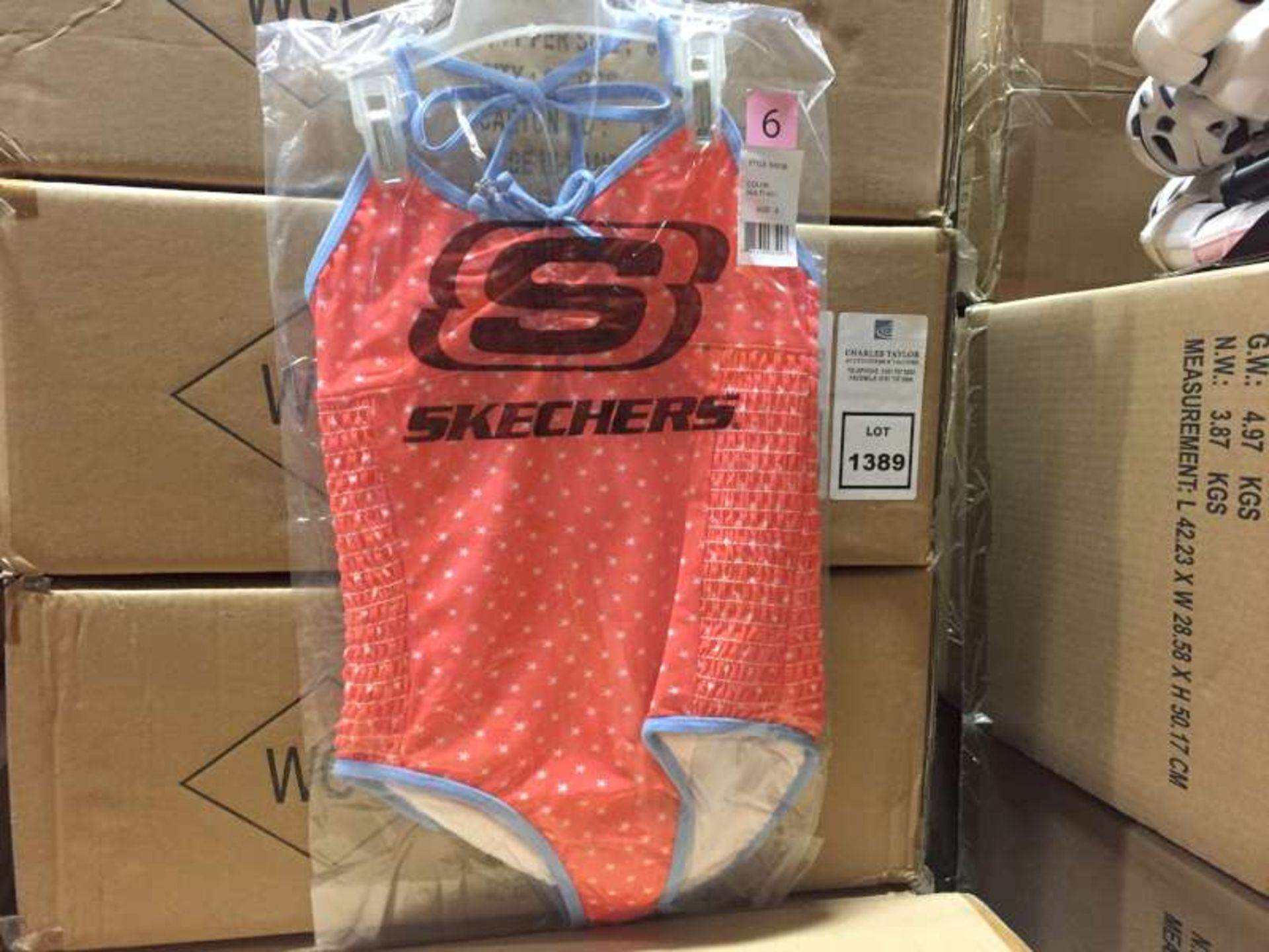 24 X MULTI COLOURED CHILDRENS SKECHERS SWIMMING COSTUMES SIZE 7 IN 1 BOX