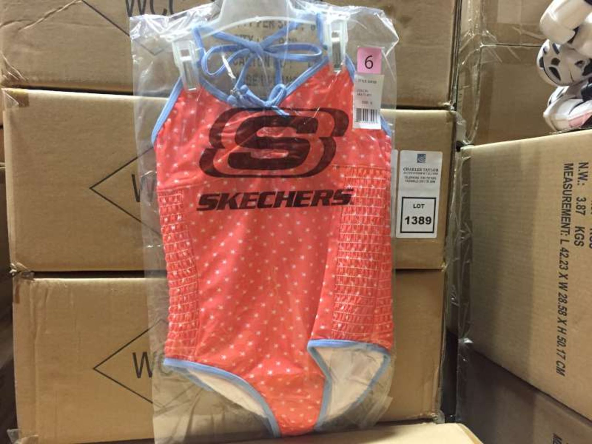 24 X MULTI COLOURED CHILDRENS SKECHERS SWIMMING COSTUMES SIZE 8 IN 1 BOX