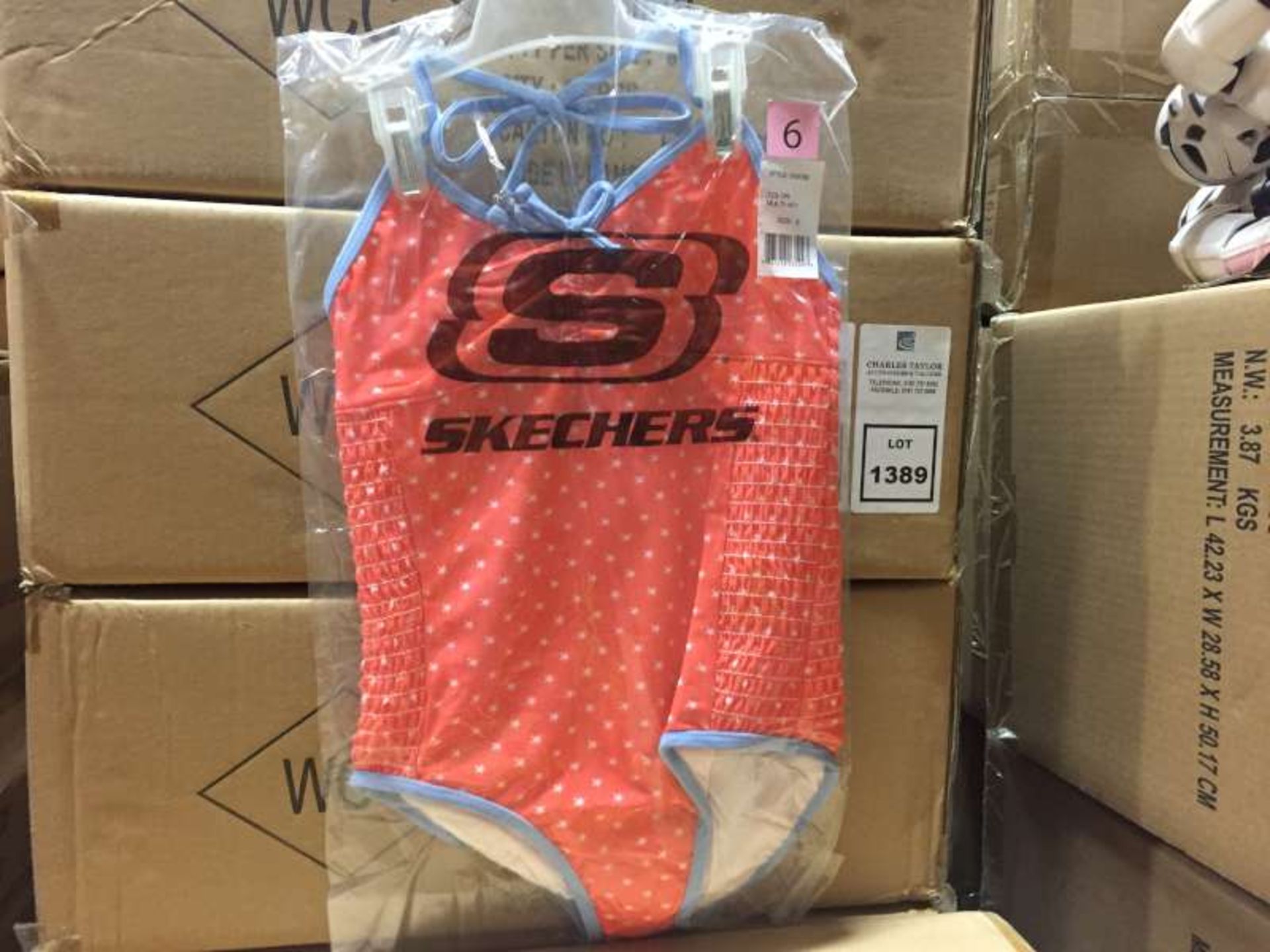 24 X MULTI COLOURED CHILDRENS SKECHERS SWIMMING COSTUMES SIZE 8 IN 1 BOX