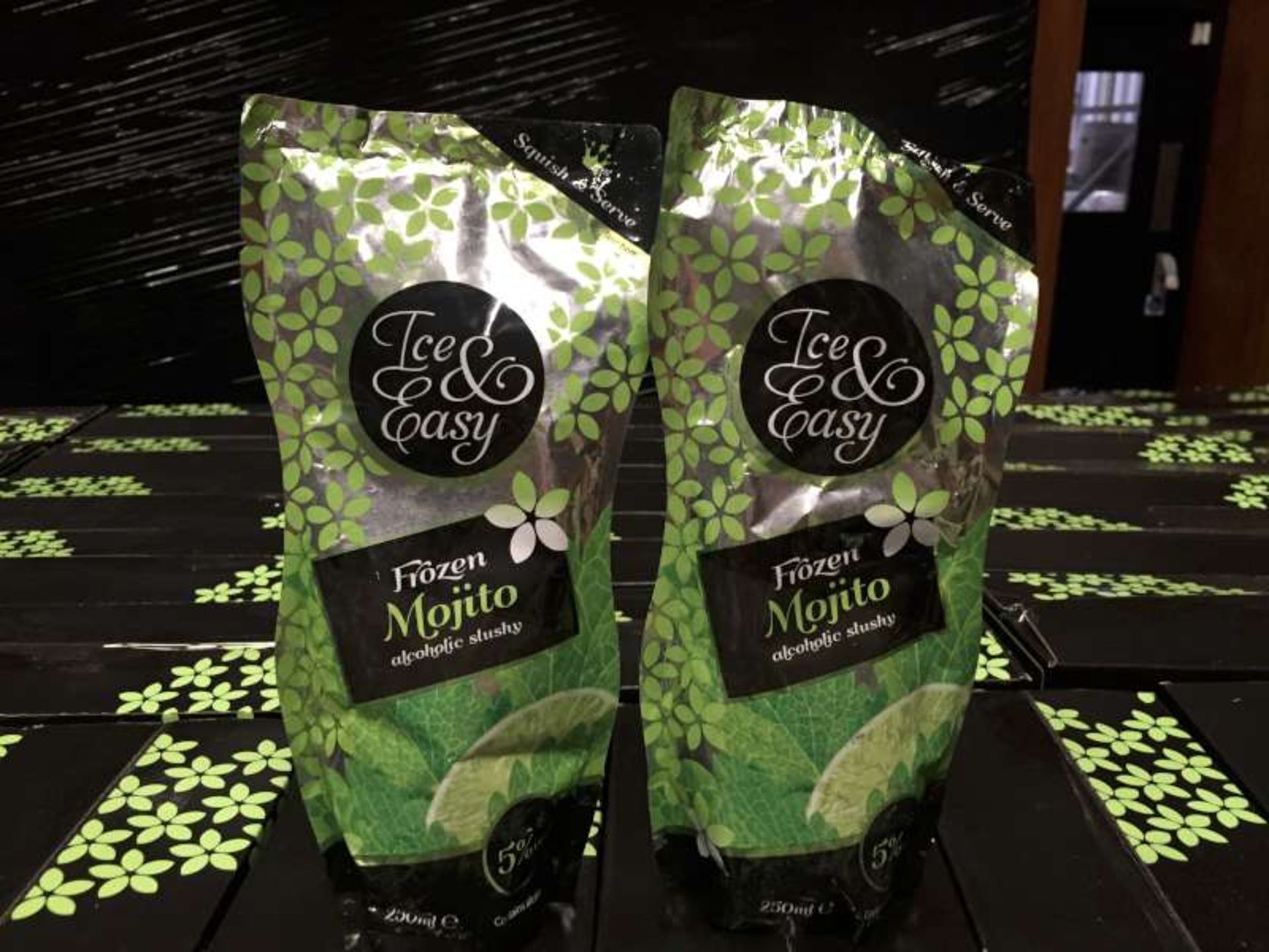 99 X 250 ML POUCHES OF ICE AND EASY MOJITO ALCOHOLIC SLUSHY IN 11 BOXES BEST BEFORE 08/2018