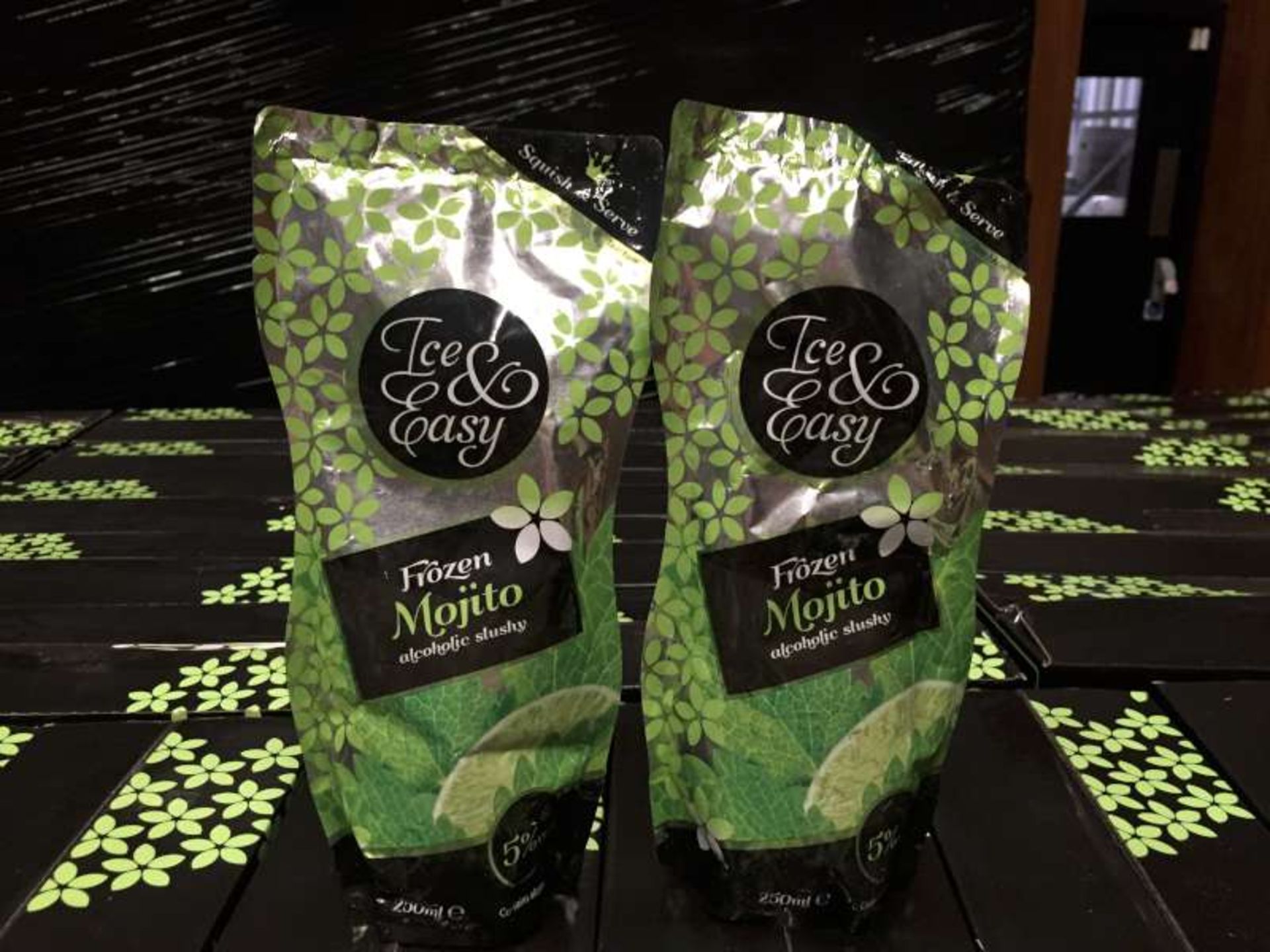 99 X 250 ML POUCHES OF ICE AND EASY MOJITO ALCOHOLIC SLUSHY IN 11 BOXES BEST BEFORE 08/2018