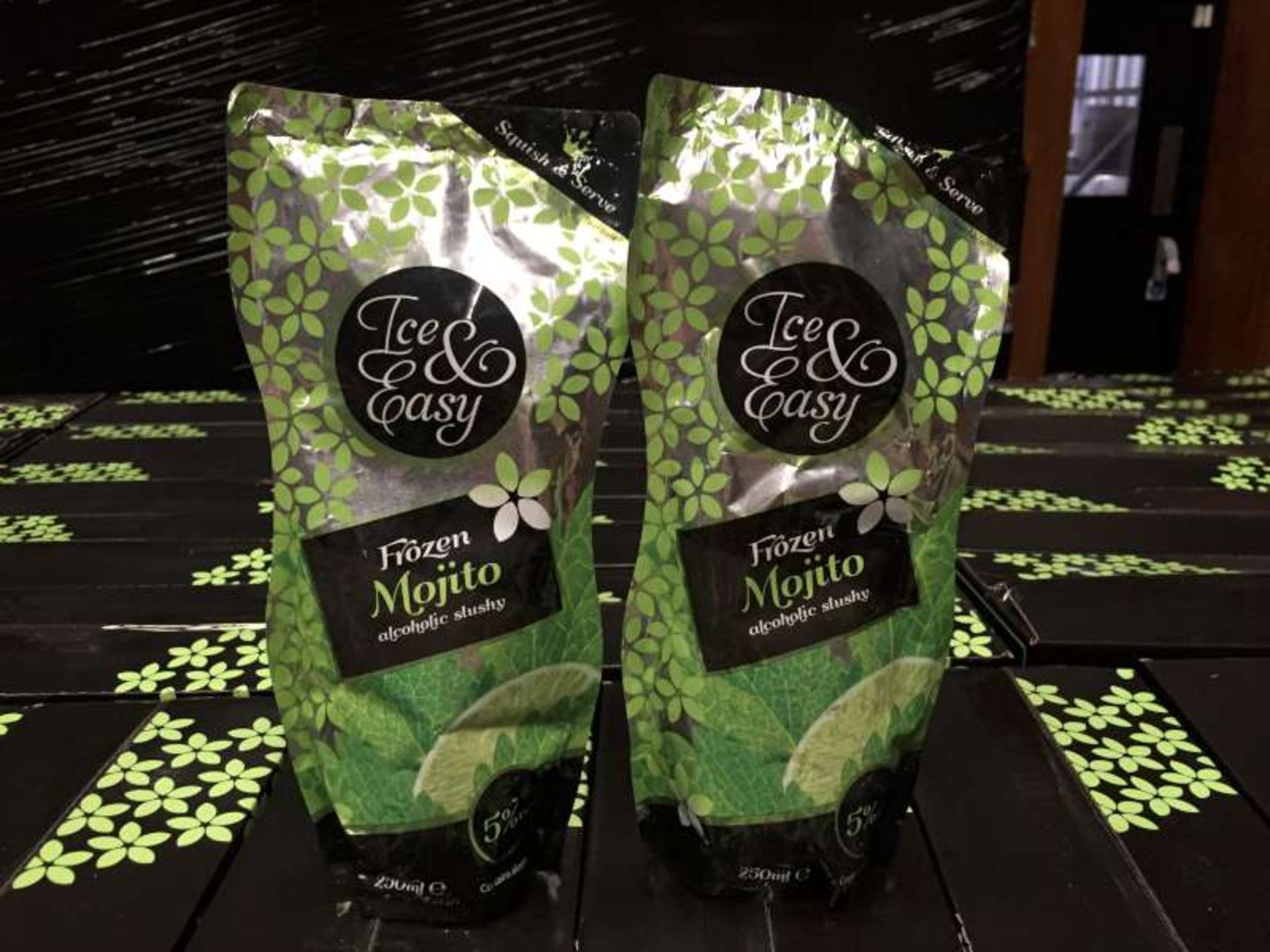 99 X 250 ML POUCHES OF ICE AND EASY MOJITO ALCOHOLIC SLUSHY IN 11 BOXES BEST BEFORE 08/2018