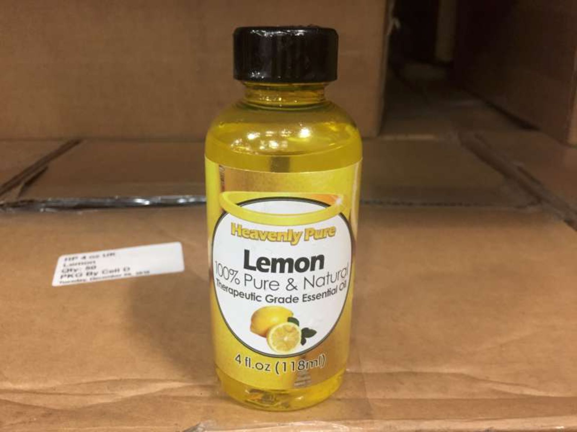 50 X 118 ML BOTTLES OF HEAVENLY PURE LEMON 100% PURE AND NATURAL THERAPEUTIC GRADE ESSENTIAL OIL