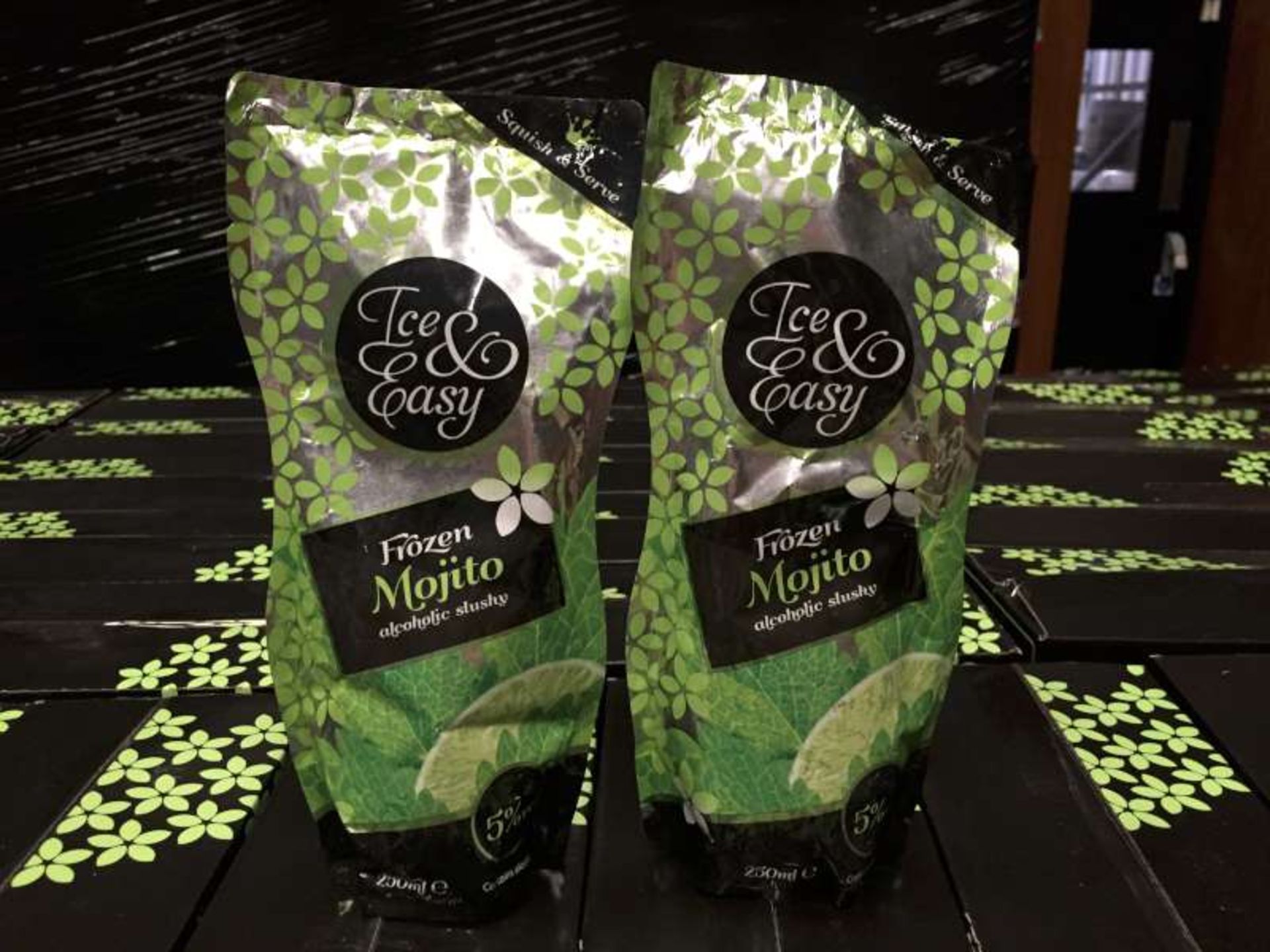 99 X 250 ML POUCHES OF ICE AND EASY MOJITO ALCOHOLIC SLUSHY IN 11 BOXES BEST BEFORE 08/2018