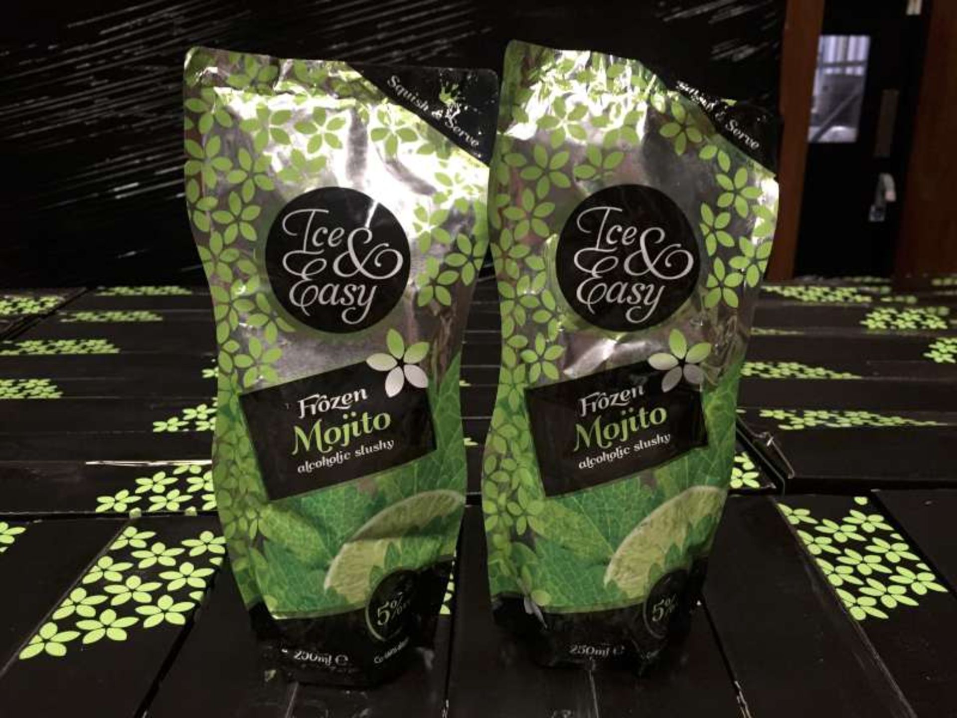 99 X 250 ML POUCHES OF ICE AND EASY MOJITO ALCOHOLIC SLUSHY IN 11 BOXES BEST BEFORE 08/2018