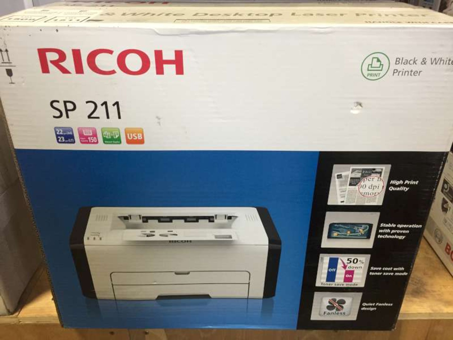 3 X BRAND NEW BOXED RICOH SP 211 BLACK AND WHITE DESKTOP LASER PRINTERS