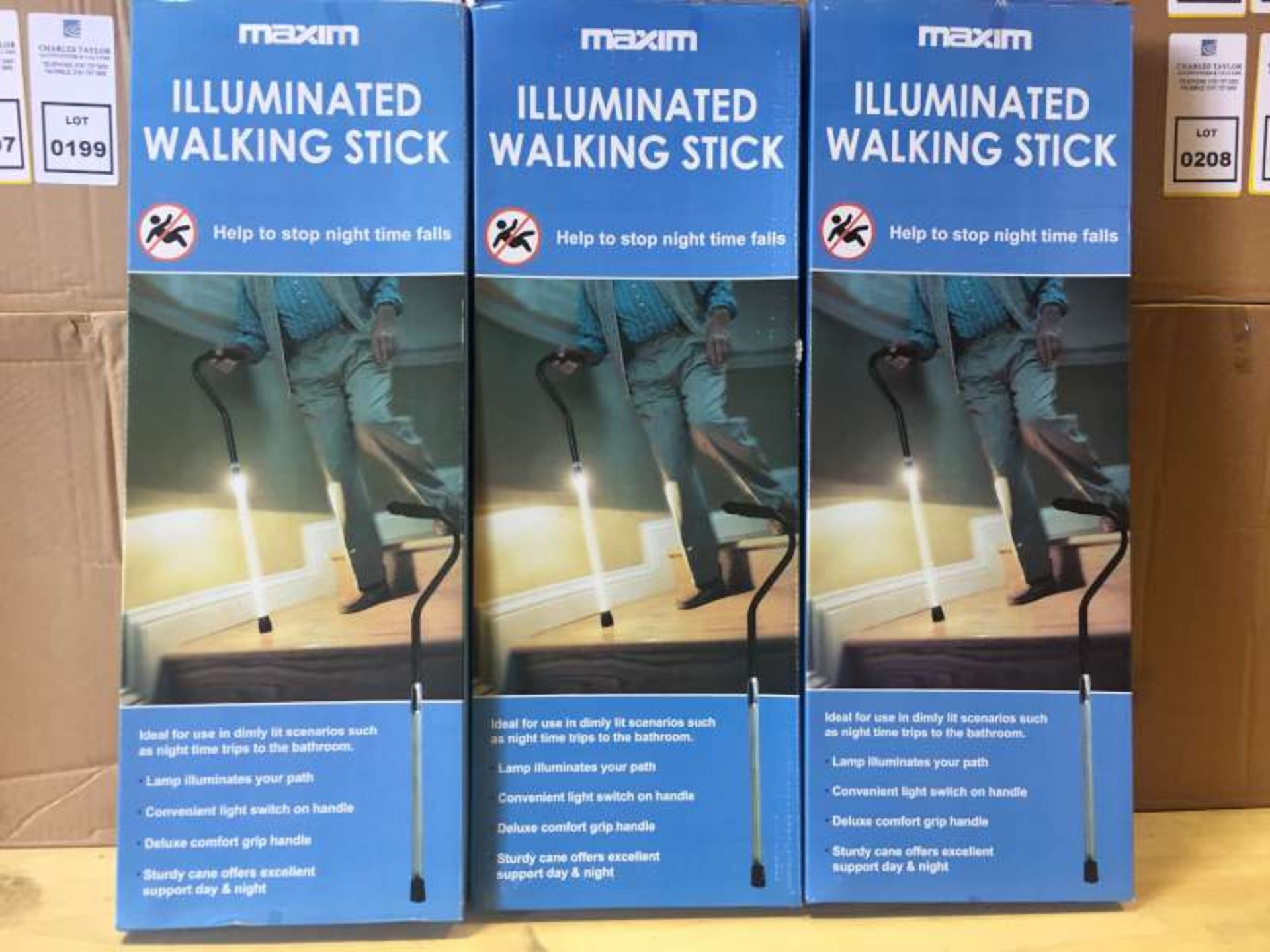 16 X MAXIM ILLUMINATED WALKING STICKS IN 1 BOX