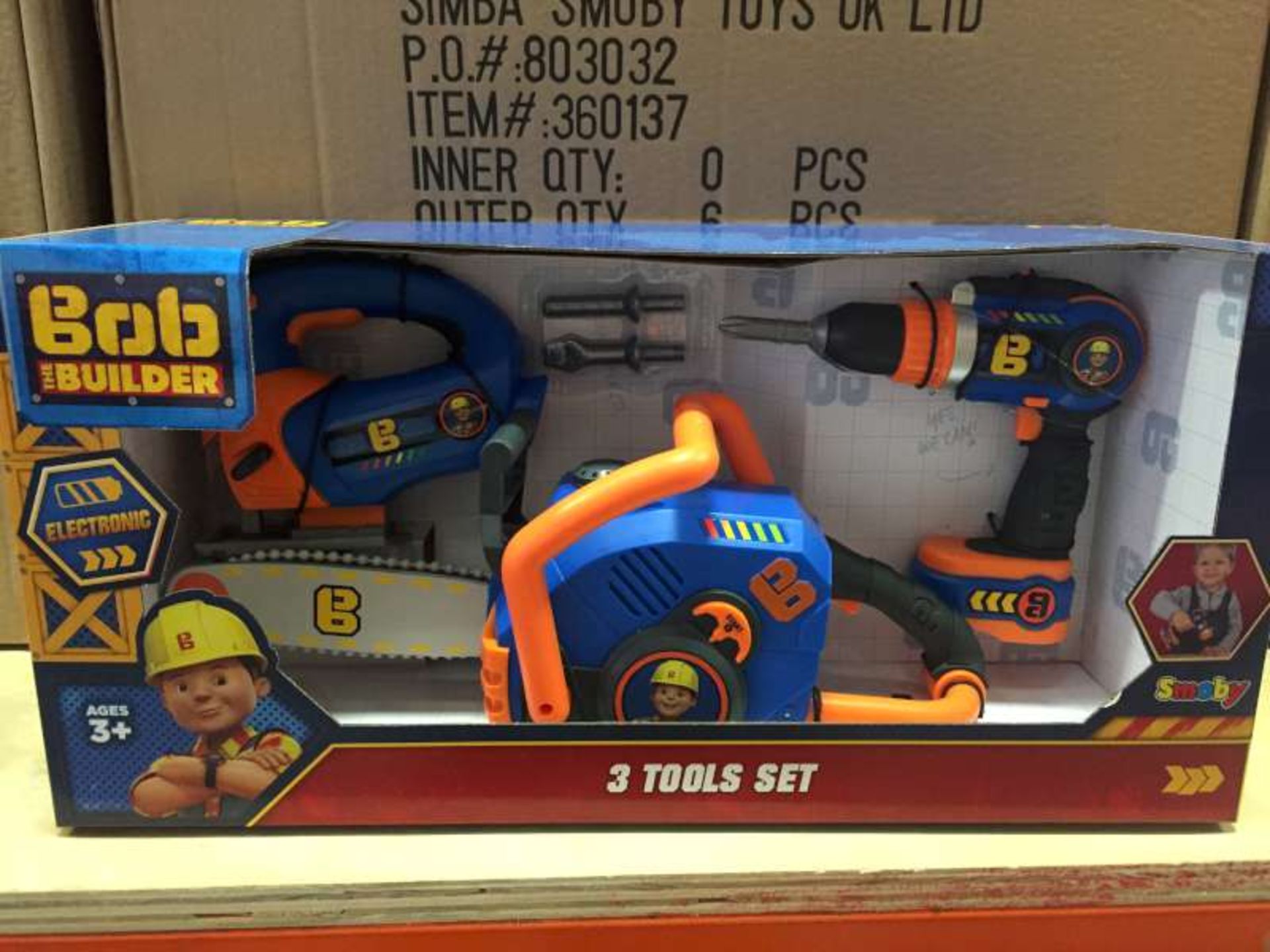 6 X BRAND NEW BOXED BOB THE BUILDER 3 PIECE TOOL SETS IN 1 BOX