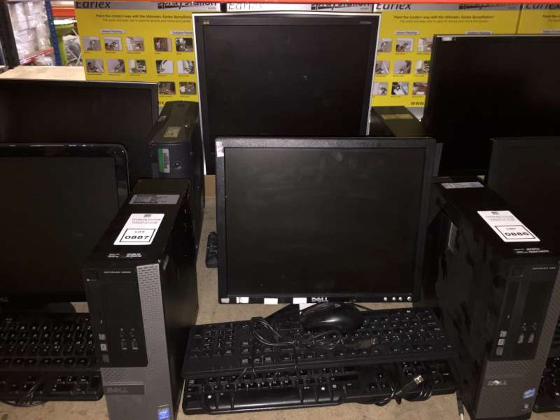 2 X DELL PC BASE UNITS WITH 2 X MONITORS, 3 X KEYBOARDS, 2 X COMPUTER MOUSE