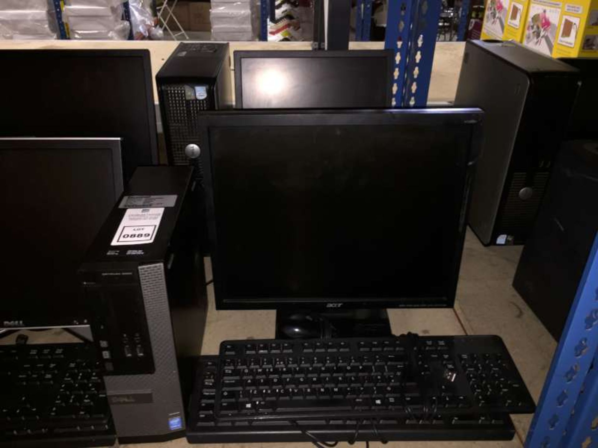 2 X DELL PC BASE UNITS WITH ACER / DELL FLATSCREEN MONITORS, 3 X COMPUTER KEYBOARDS, 2 X COMPUTER