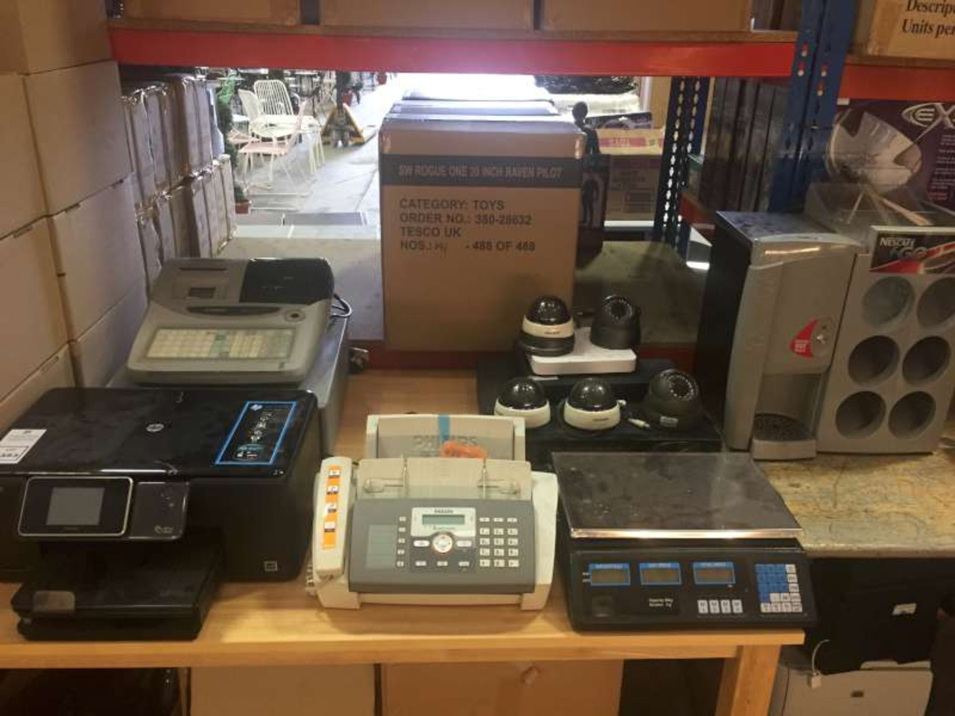 LOT CONTAINING CASIO TK - T200 ELECTRONIC CASH REGISTER, HP PHOTOSMART PRINTER, PHILIPS FAX MACHINE,