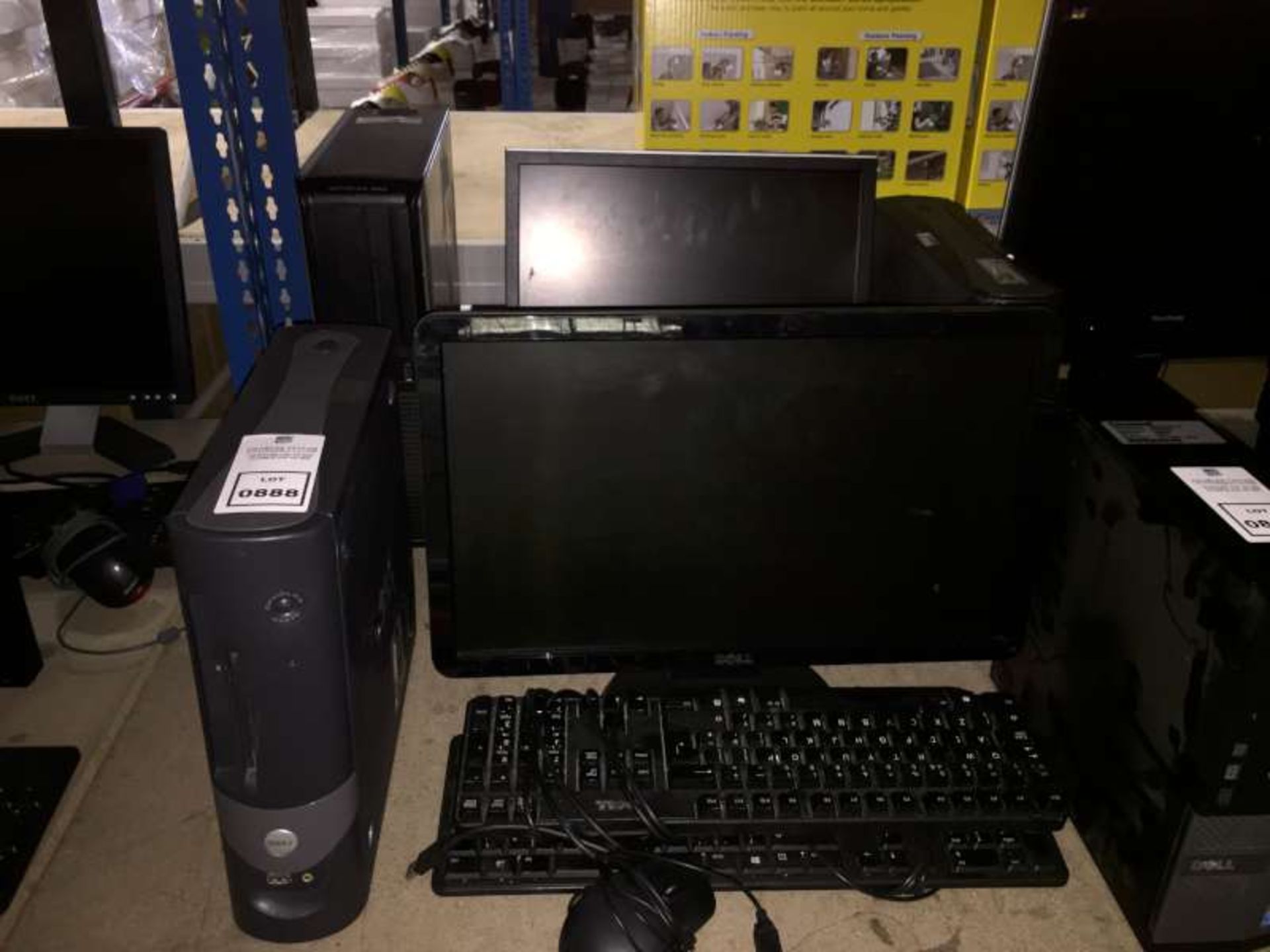 2 X DELL PC BASE UNITS WITH 2 X DELL FLATSCREEN MONITORS, 3 X KEYBOARDS, 1 X COMPUTER MOUSE