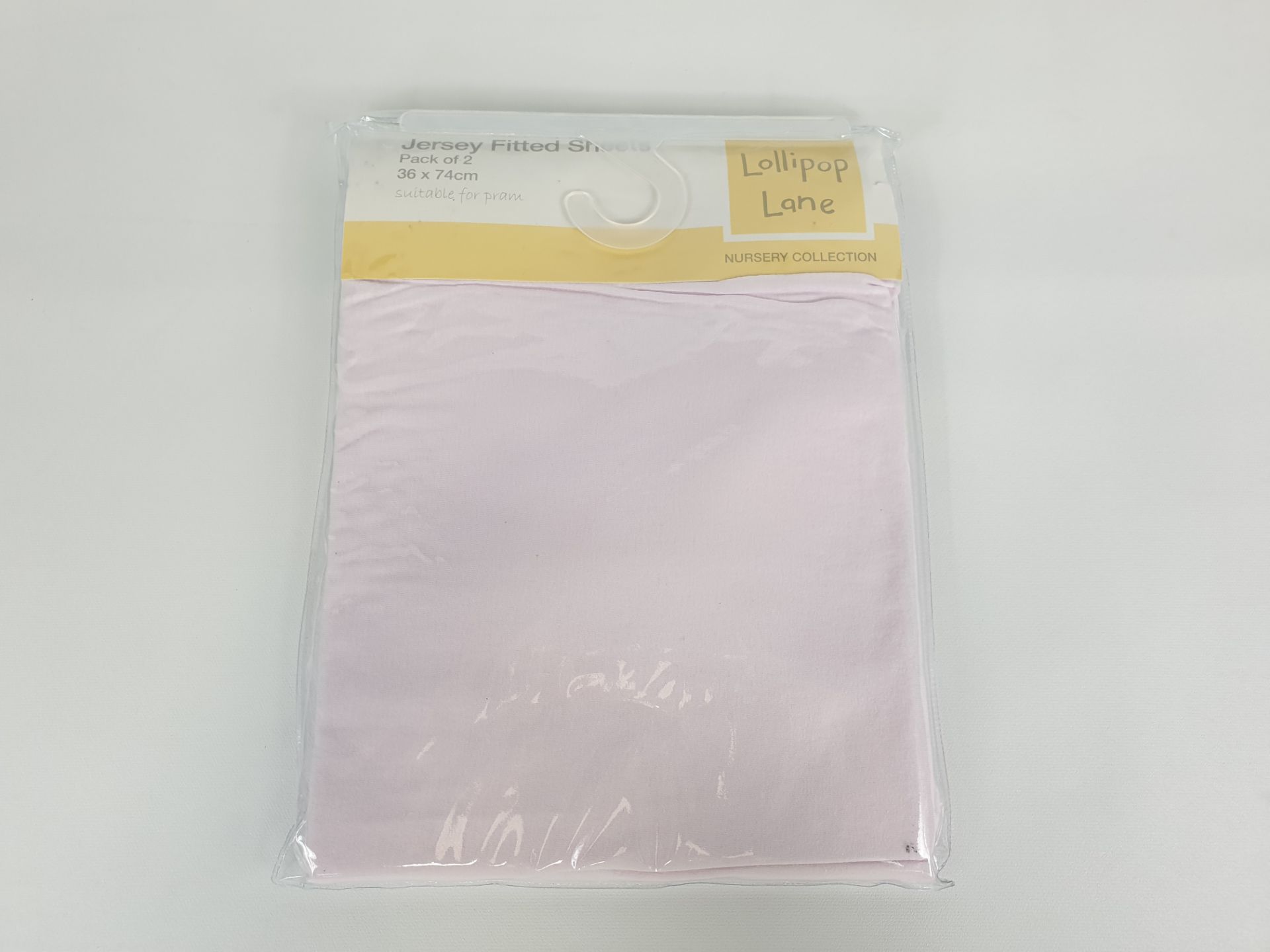 24 X PACKS OF 2 PINK LOLLIPOP LANE JERSEY FITTED SHEETS SIZE 36 X 74 CM
