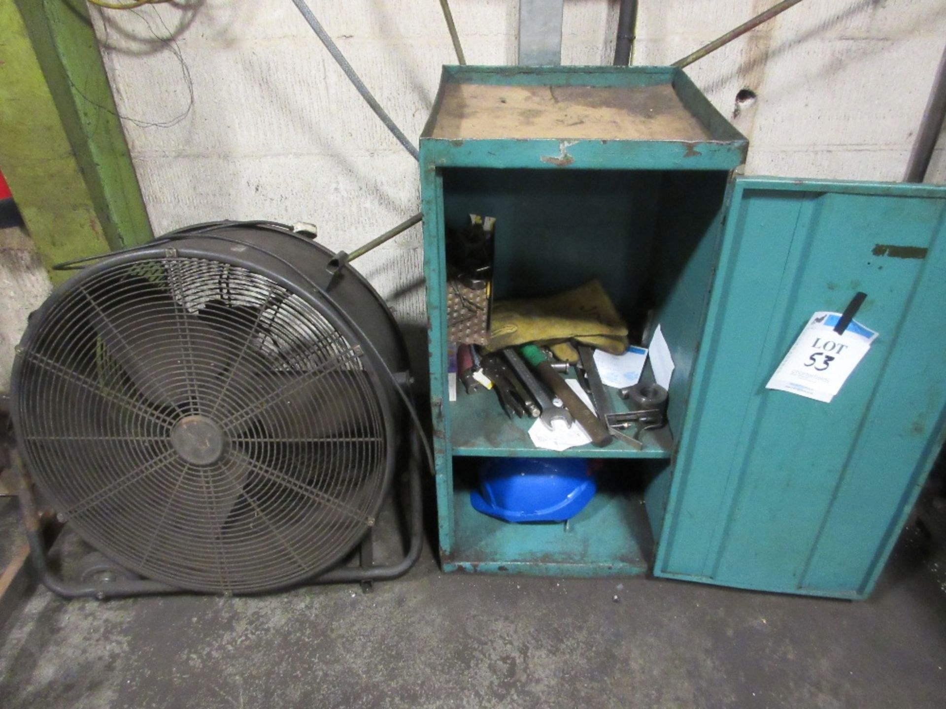 Industrial fan and tool cupboard and contents