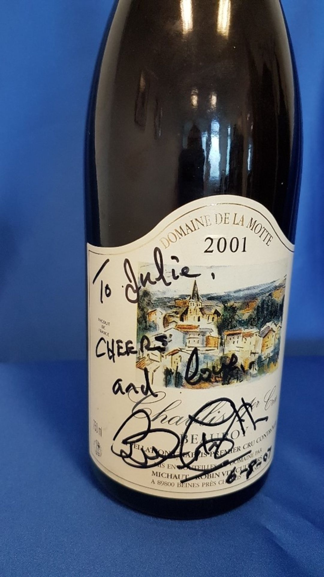 2001 Domaine De La Motte Chablis Wine, autographed by Bruce Forsyth