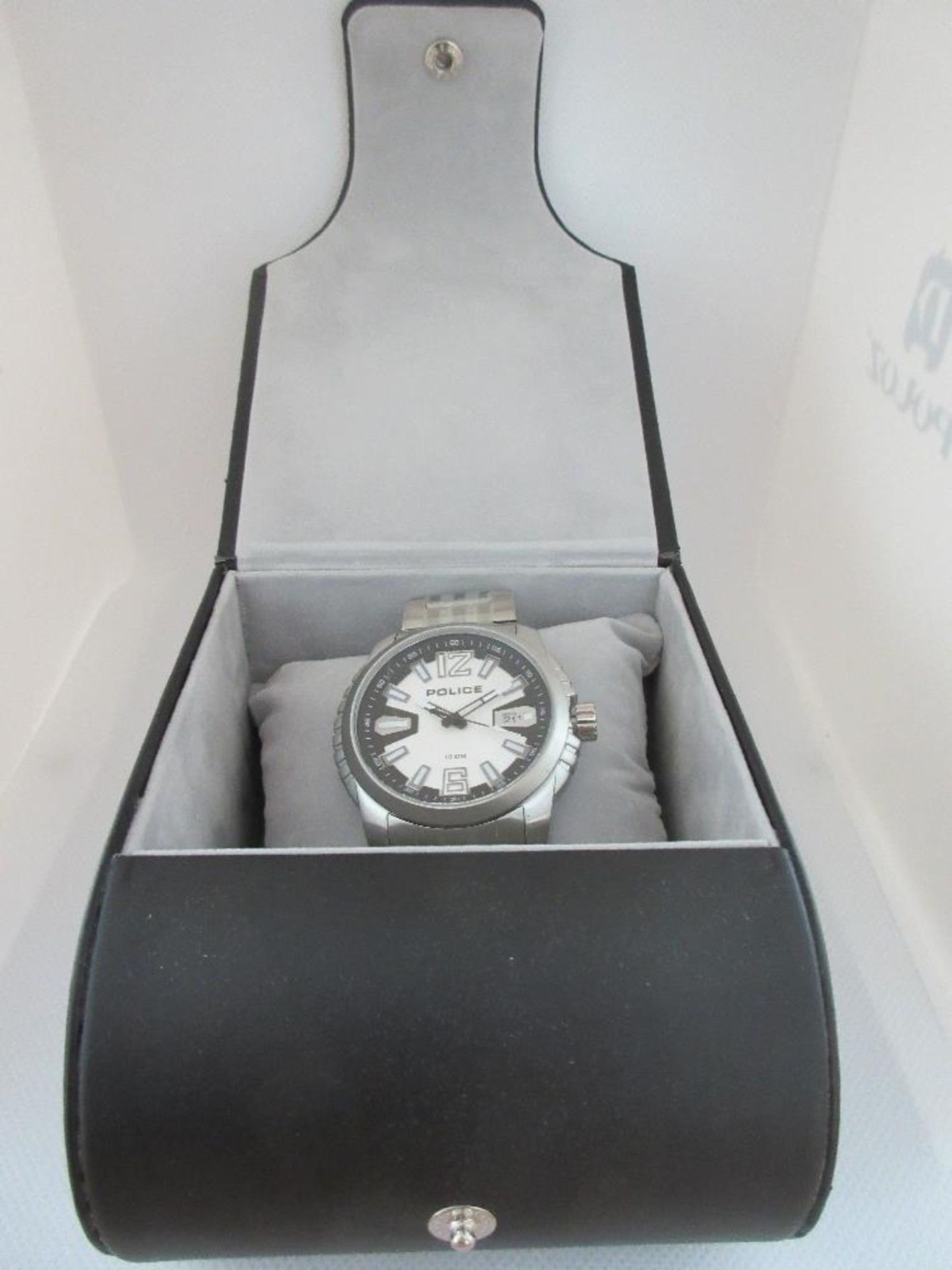 POLICE MALE WATCH, MODEL 1389JS/04M, CASE DIAMETER 45MM, STAINLESS STEEL STRAP, BOXED, RRP £ 139