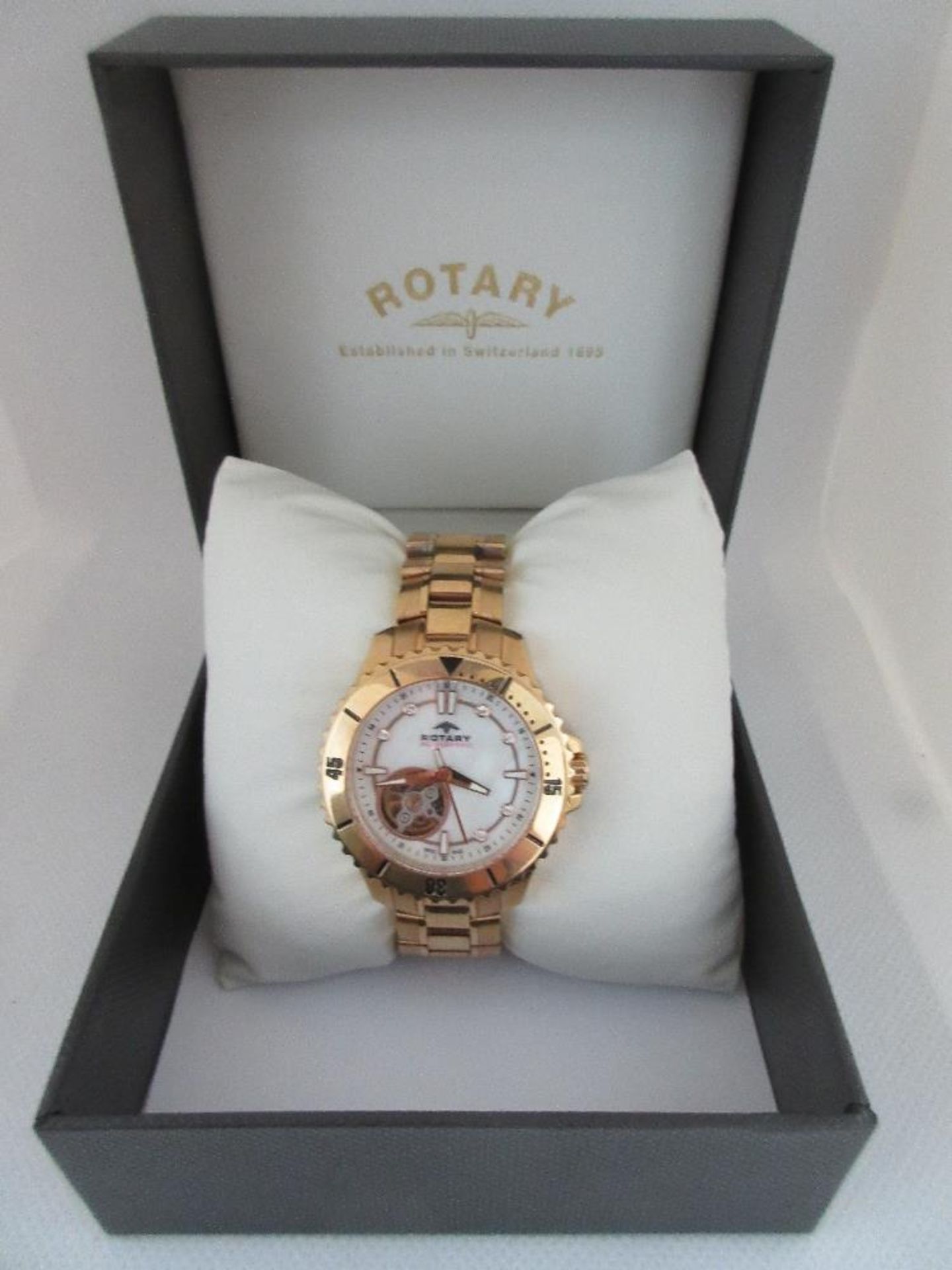 ROTARY FEMALE WATCH, MODEL ALB90073/A/41, CASE DIAMETER 36MM, STAINLESS STEEL STRAP, BOXED, RRP £