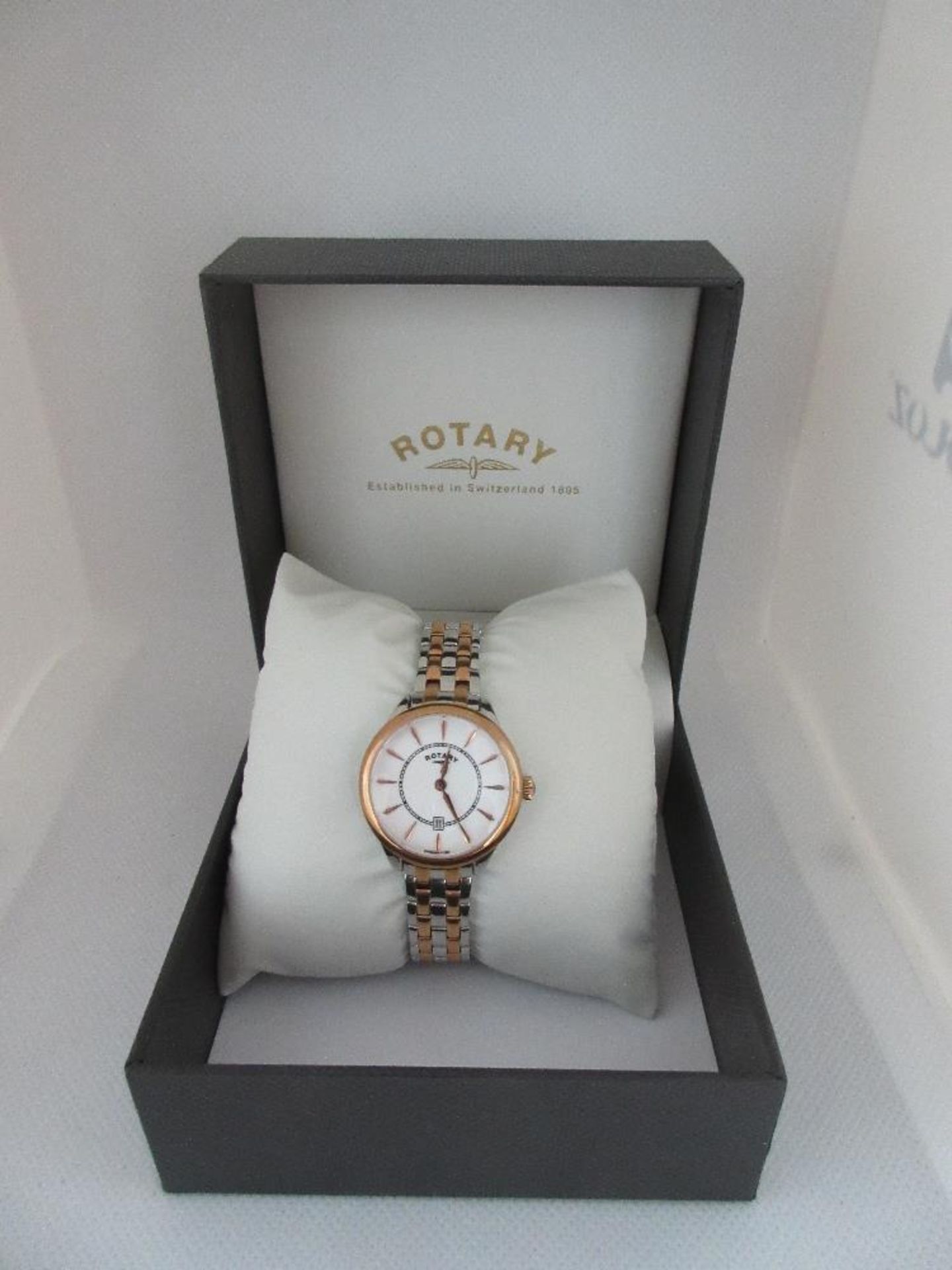 ROTARY FEMALE WATCH, MODEL LB02917/02, CASE DIAMETER 30MM, STAINLESS STEEL STRAP, BOXED, RRP £ 149