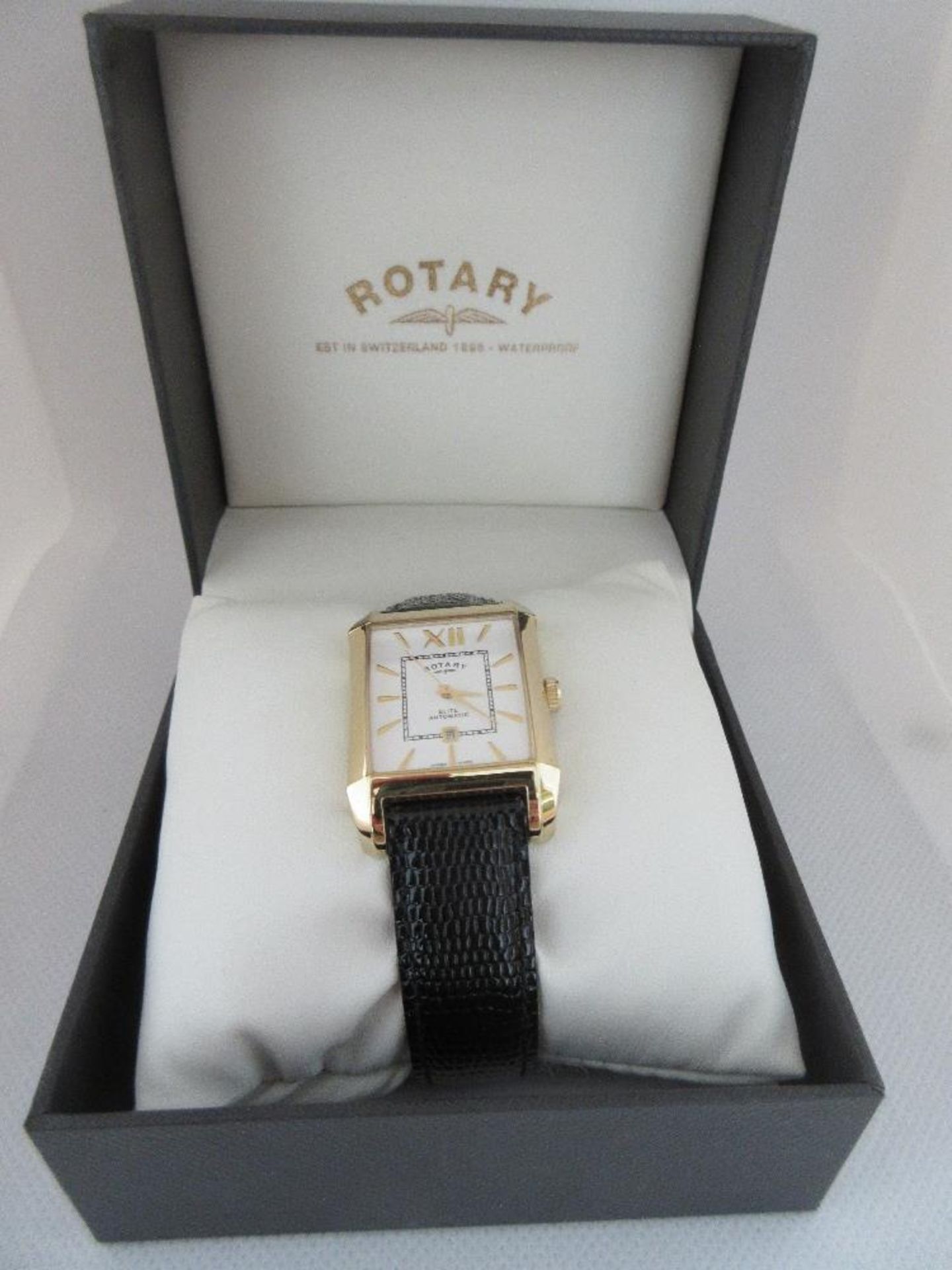 ROTARY MALE WATCH, MODEL GS02283/01S, CASE DIAMETER 28MM, LEATHER STRAP, BOXED