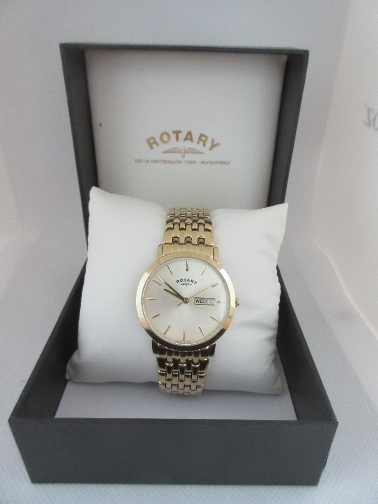 ROTARY MALE WATCH, MODEL GB102624/03, CASE DIAMETER 38MM, STAINLESS STEEL STRAP, BOXED, RRP £ 179