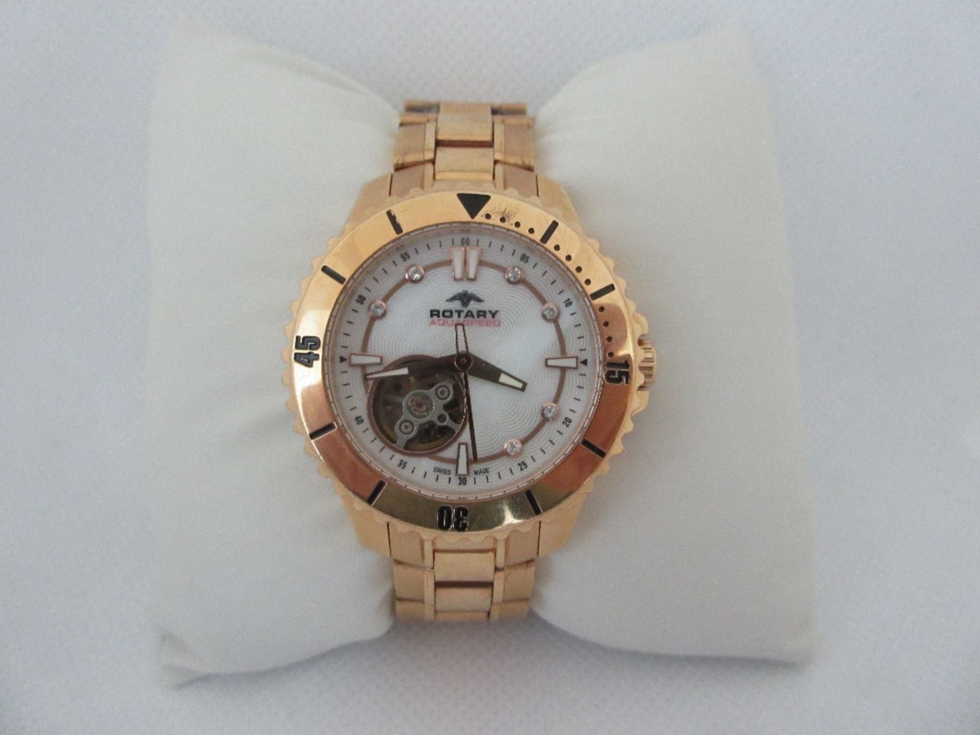 ROTARY FEMALE WATCH, MODEL ALB90073/A/41, CASE DIAMETER 36MM, STAINLESS STEEL STRAP, BOXED, RRP £ - Image 2 of 4