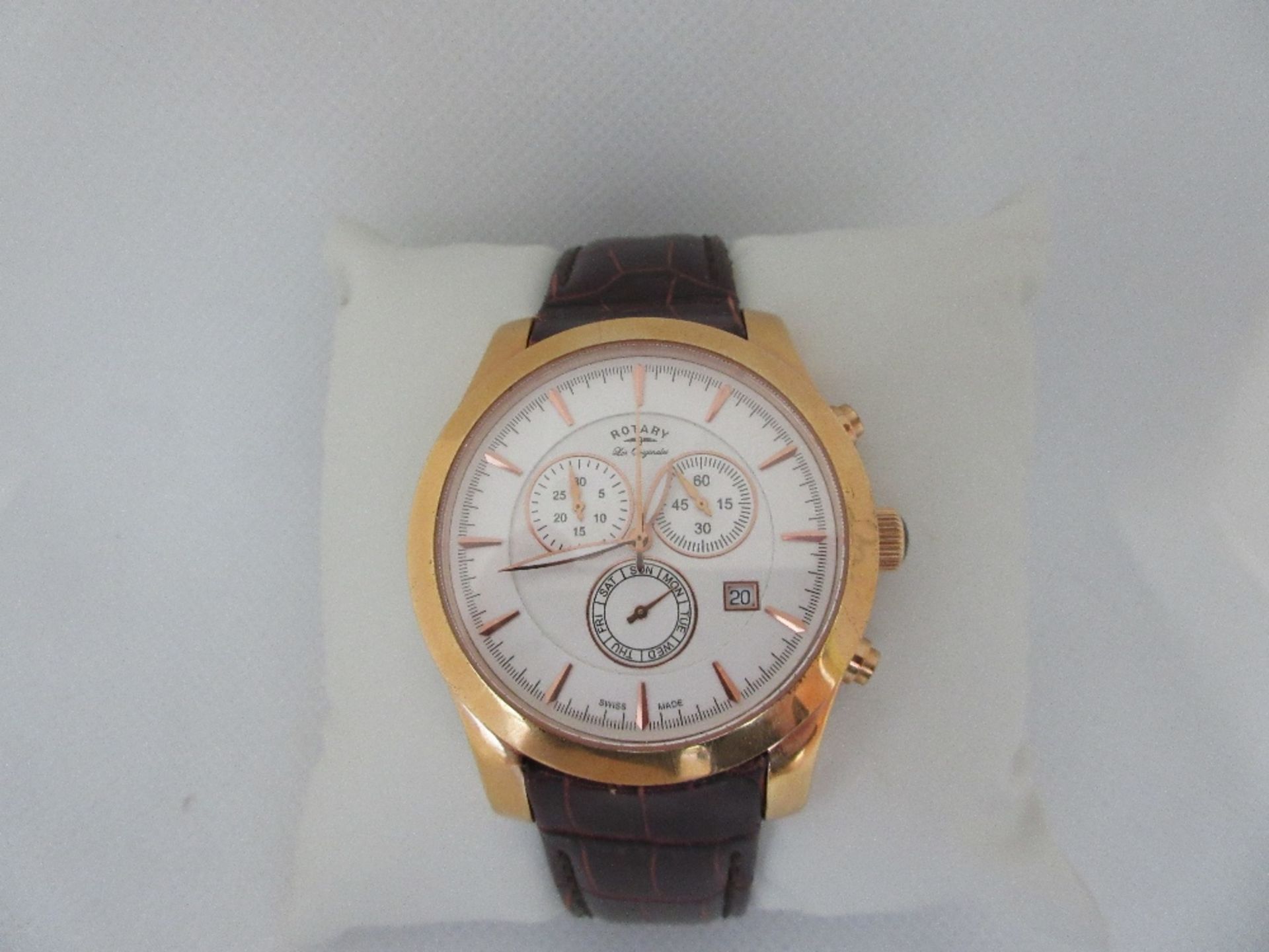 ROTARY MALE WATCH, MODEL 13299, CASE DIAMETER 42MM, LEATHER STRAP, BOXED - Image 2 of 4