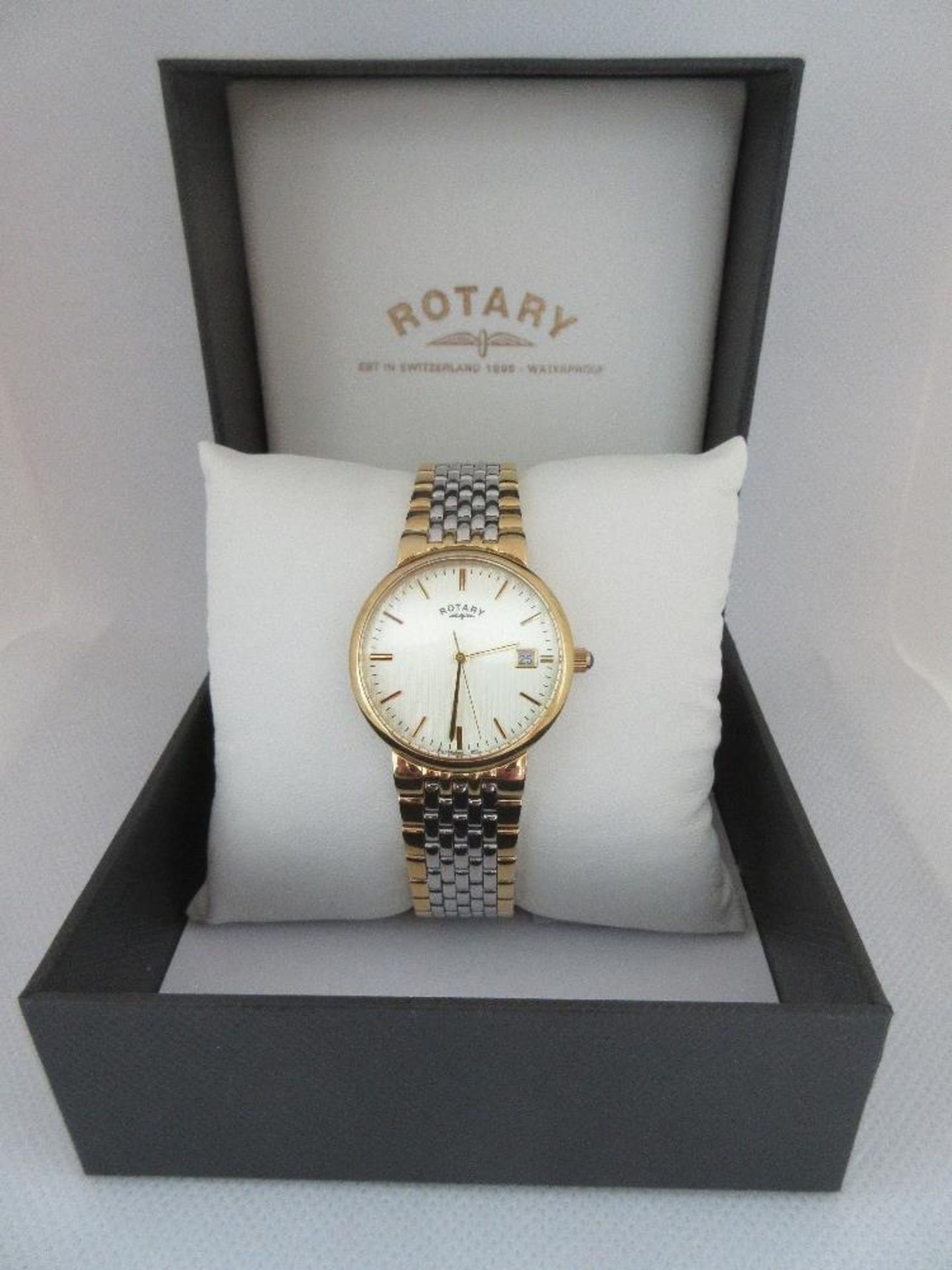 ROTARY MALE WATCH, MODEL GB00497/03, CASE DIAMETER 32MM, STAINLESS STEEL STRAP, BOXED, RRP £ 159