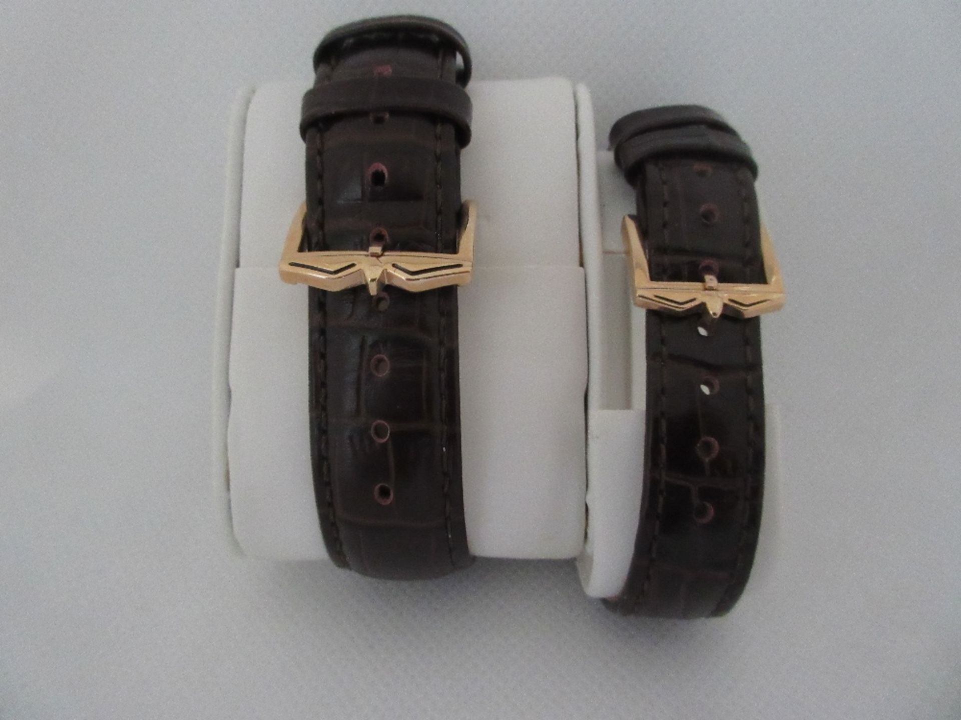 ROTARY SET WATCH, MODEL GS02699/01 & LS02699/01, CASE DIAMETER 29MM & 23MM, LEATHER STRAP, BOXED, - Image 2 of 4