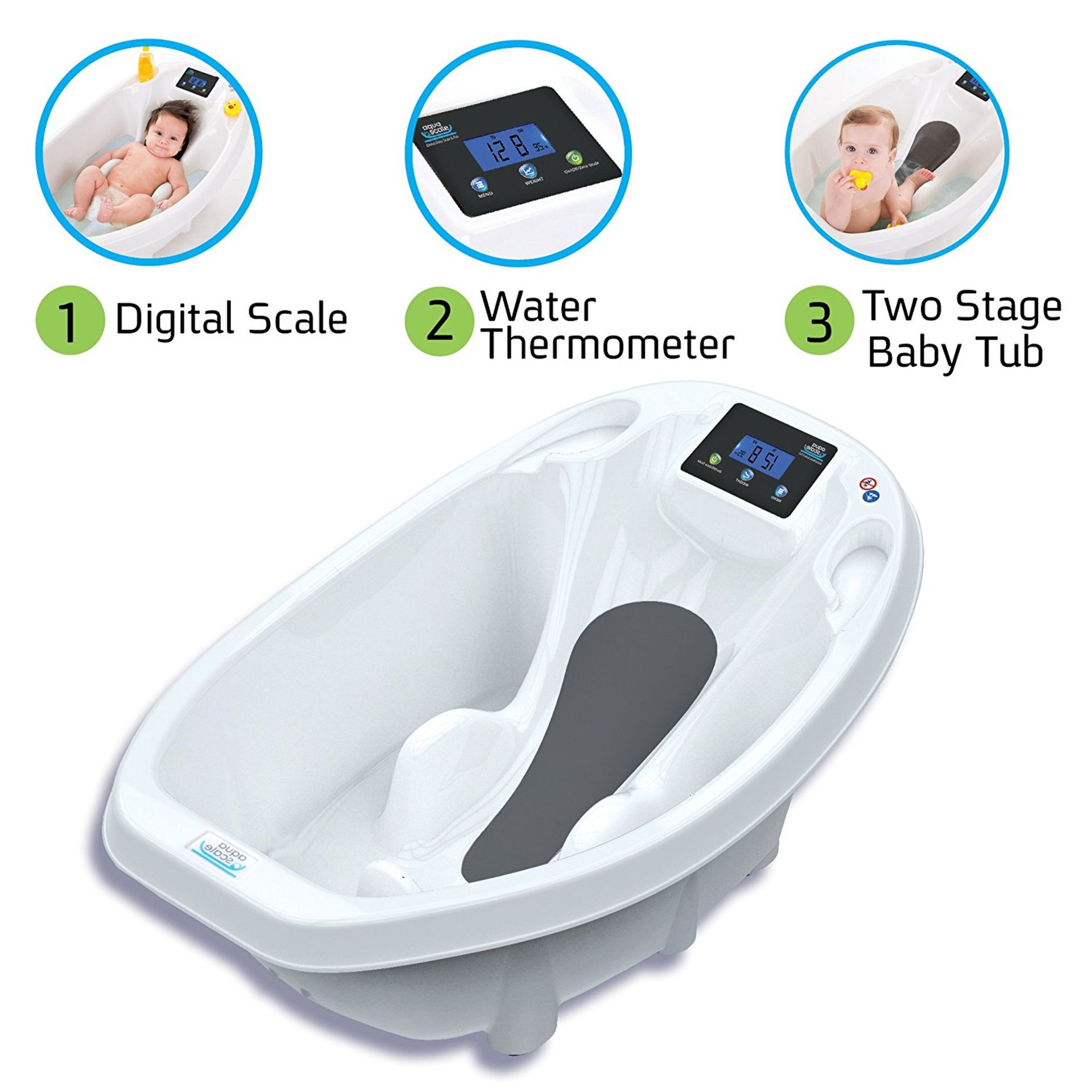 Baby bath Aquascale bath for bathing baby with digital baby scale