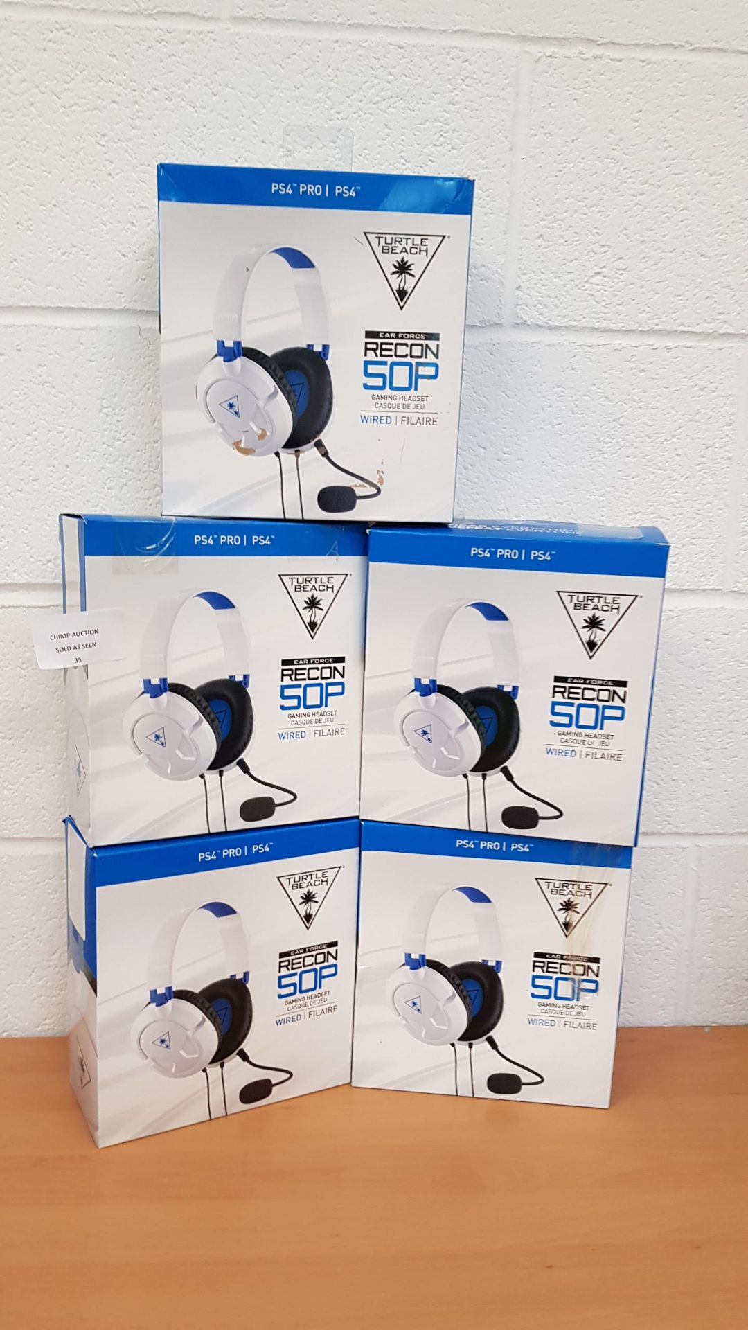 Joblot of 5X Turtle Beach Recon 50P ( Sony PS4) headsets RRP VALUE £300.