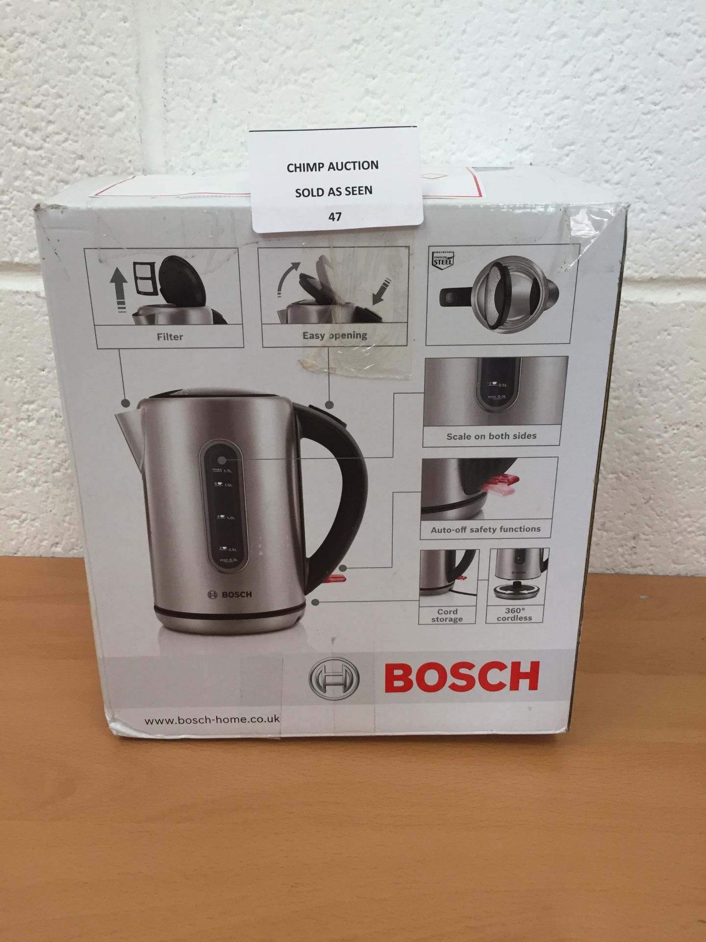 Bosch TWK7901GB City Kettle, 1.7 Litre, Stainless Steel