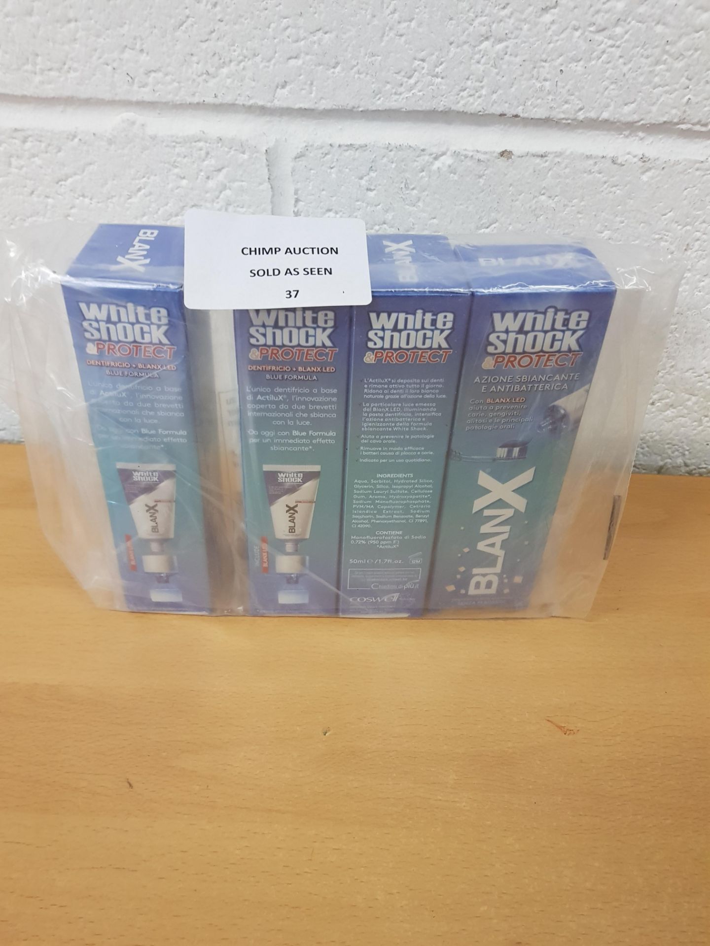 4X Brand new Blanx White Shock Protect 50 ml Toothpaste + LED RRP £40.