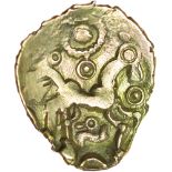 Sunburst Little Horse. c.20BC-AD5? Celtic gold quarter stater. 13-16mm. 1.20g.