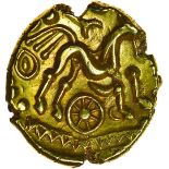 Selsey Two-Faced. Two Bars Type. c.55-45 BC. Celtic gold stater. 17-19mm. 6.06g.