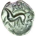 Mini Kite Left. Rich Type 41c.c.55-45 BC. Celtic silver half unit. 11mm. 0.38g.