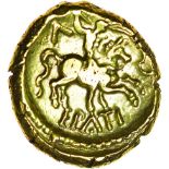 Epaticcus Corn Ear Warrior. Sills class 1. c.AD25-40. Celtic gold stater. 15-17mm. 5.33g.