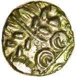 North East Coast. Sun Type. Sills Mint B, class 11. c.60-50 BC. Celtic gold stater. 18mm. 5.84g.