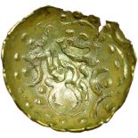 Lindsey Scyphate. c.50-40 BC. Celtic gold quarter stater. 17mm. 1.38g.