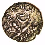 Snettisham Wreath. Talbot dies E/14. c.15BC-5AD. Celtic gold quarter. 9mm. 1.09g.