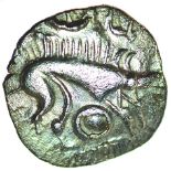 W-Forelegs Proto Boar. Rich Type 16d. c.55-45 BC. Celtic silver unit. 15mm. 1.28g.