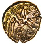 Commios E-Type. Sills class 2, dies 19/30. c.50-25 BC. Celtic gold stater. 16-18mm. 5.48g.