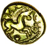 Whaddon East Pellet. Sills British Lc, class 2. c.55-45 BC. Celtic gold stater. 16mm. 5.84g.