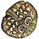 North East Coast. Right Type with Sun. c.60-50 BC. Celtic gold stater. 17-20mm. 5.32g.