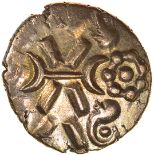 Vepo Triadic. c.AD15-40. Celtic gold stater. 18mm. 4.95g.